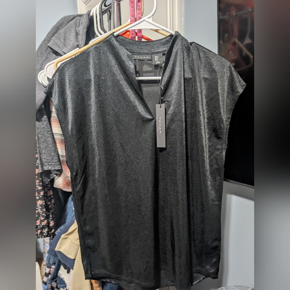 Tahari Black Sleeveless Top